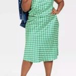 Ava & Viv  Satin Green Geometric Slip Dress Women's 3X Photo 0