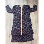 Vintage Liz Roberts Floral Print Dress Pleated Drop Waist Long Sleeve Size M Black Size M Photo 6