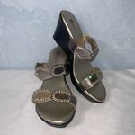 White Mountain  Gold & Rhinestones Open Toe Strappy 3” Wedge Sandals Size 8 Photo 1