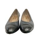 Salvatore Ferragamo  Vintage Leather Pump Shoes‎ Size 8.5 Gray Black Block Heel Photo 6