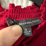 Adrianna Papell red ruffle neck sheer Swiss dot sleeves blouse women's small Photo 5