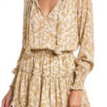 #308 FATE FLoral Cream and Marigold Mini Dress Gold Size XL Photo 0