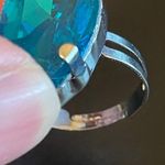 Adjustable teal crystal silver plated ring Photo 7