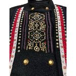 Vintage Curio Textured Knit Wool Blend Cardigan Fringe Embroidered Sweater Small Photo 1