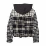 American Eagle NEW AEO Black & White Cozy Cabin Flannel Hoodie Button Down Shirt size Medium Photo 6