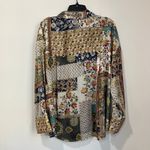 ZARA Patchwork Floral Print Button Down Blouse Boho Retro Mix Size Large Photo 3