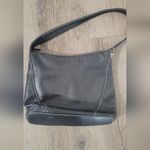 Fossil Vintage Y2K era  black leather shoulder bag with white stitching. Photo 9