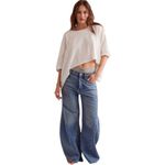 Free People We The  CC Tee Shirt - Oversized White Slouchy Drape Crop Top Small Photo 1