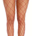 Sexy High Waist Fishnet Stockings Red Photo 0
