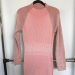 Fore Pink Ribbed Bodycon Midi Sweater Dress Stretch Sexy Mockneck Large Photo 5