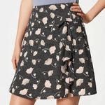 Loft NWT Women's Floral Faux Wrap Ruffle Mini Skirt Black Pink Size 4 Photo 0