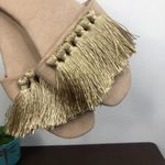 Halston Heritage  Tan 'Fran' Fringe Slide Sandals Women's Size 7M Photo 1