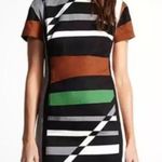 Derek Lam Linen Graphic Surf Parrot Cocktail Dress Stripe Sheath Mini Size 12 Photo 0