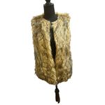 Merona Tan/Cream/Gray Faux Fur Fully Lined Open Front Vest- SZ. Small Warm Cozy Photo 10