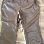 Good American  Cognac Better Than Leather Faux Leather Good Icon Pants 28 plus Photo 4