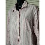 No Tag Pink/White Striped Button Up Long Sleeve Shirt Pocket Size See Measures Pink Photo 1