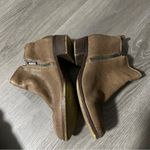 Lucky Brand Basel Taupe Dune Side Zip Block Heel Leather Booties Size 8 Photo 3
