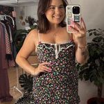 Betsey Johnson  Retro Floral Mini Slip Dress Navy Bow Photo 0