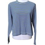 AYR  The French Fry T-Shirt Womens L Blue White Striped Long Sleeve Top Nautical Photo 0
