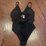 SO  Women’s Black Cut Out Front Knot One Piece Swimsuit Size L Photo 0