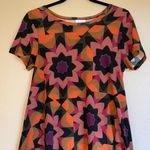 LuLaRoe  Carly T-Shirt Dress XS S M 4 6 8 I0 Black Pink Orange Geometric Floral Photo 2