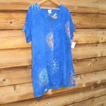 NWT Blue Vintage 90's Batik Swim Cover Tunic Top Blue Size M Photo 1
