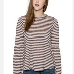 Velvet by Graham & Spencer Zabrina Textured Pink & Gray Stripe Bell Sleeve Top Photo 0