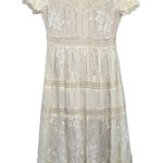 NWT Böhme Short Sleeve Lace Midi Dress Ivory Size Small White Photo 0