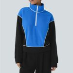 Halara  Stand Collar Half Zip Long Sleeve Color Block Fleece Sweatshirt Photo 1