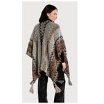 SAACHI Multi Chevron Knit Fringe Duster One Size Gray Size 12 Photo 2