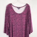 Roamans Plus Size 1X 22W 24W Top Hot Pink Black Leopard Print Animal Knit 409 Pink Photo 2
