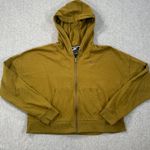 Nike Cropped Full Zip Hoodie Jacket Women's Small Olive Green Pocket Active Photo 0
