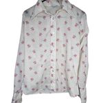 Vintage Miss Fashionality Grandmacore Floral Pattern Button Up Collared Blouse White Size L Photo 0