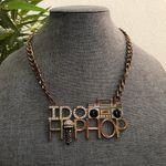 Unisex Retro gold tone “I do hip hop” large chain chunky necklace rhinestones jewelry CUSTOM RARE #punk #streetwear #rock #rocknroll music concert festival #grunge biker Photo 1