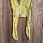 Urban Outfitters  Yellow White Criss Cross Tie Back Swirl Crop Top, M NWOT Photo 5