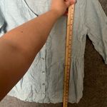 Sigrid Olsen  Woman Size  Medium 100% linen roll-tab tunic blouse in a light blue Photo 4
