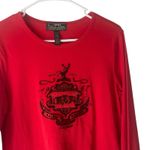 Ralph Lauren LRL Lauren  Size Medium‎ Red Holiday Reindeer Beaded Old Money Shirt Photo 1
