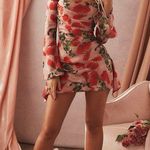 House Of CB Toira floral Satin Corset Mini dress Rose Print Valentine’s Day XS Photo 1