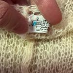 Vintage Cream Crochet Knit Tie Front Cover Up | 70s Boho Sheer cardigan Photo 2