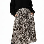 Sadie & Love Leopard Print Midi Skirt Animal Print Elastic Waist Size L Mobwife Tan Size L Photo 0