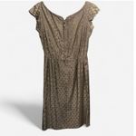 Vintage 50s Two Piece Brown Polka Dot Print Dress And Jacket Peter Pan Collar Size XS Photo 4