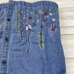 Vintage Wild flower Embroidered Cottagecore Shirt Blue Size L Photo 2