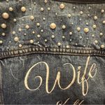 J.Crew CUSTOM Embroidered & Pearl Embellished “Wife of the Party” Bridal Denim Jacket Photo 4