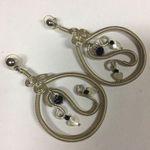 Costume Earrings Pierced Large Silver Tone Dangle Photo 0