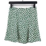 Reformation Flounce Mini Skirt Midori New Green White Floral 2 Photo 0