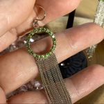 Green Rhinestones Silver Multi Chain Earrings Green Photo 5