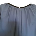 Mikael Aghal Front Tie Long Sleeve Velvet Trim Midi Dress Blue Women's Size 8 Photo 4