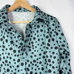 Boutique  Light Blue Black Dalmatian Dot Long Sleeve Blouse S Photo 2