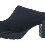 OTBT  split black leather clog mules block‎ heel side 10 Photo 0