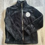 Ivory Ella  black Fuzzy Zippered Jacket Coat Save the Elephants Size Medium Photo 0